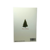 Gold-foiled Christmas card featuring a decorated Christmas tree with magnolia accents from Rossi.