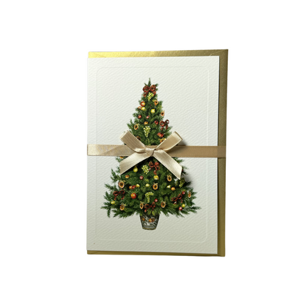 Christmas Cards featuring a Christmas tree decorated with fruit and magnolia blossoms, by Rossi.