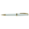 Cleo Skribent Classic Gold mechanical pencil with white body and gold accents, featuring a sleek, elegant design.