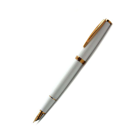 Cleo Skribent Classic Gold fountain pen with black barrel and gold accents, featuring cartridge/converter style for smooth writing.