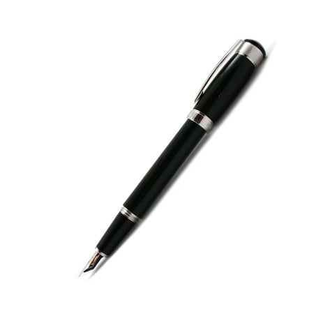 Cleo Skribent Aura black fountain pen with an elegant design and extra-fine nib, perfect for writing and calligraphy.