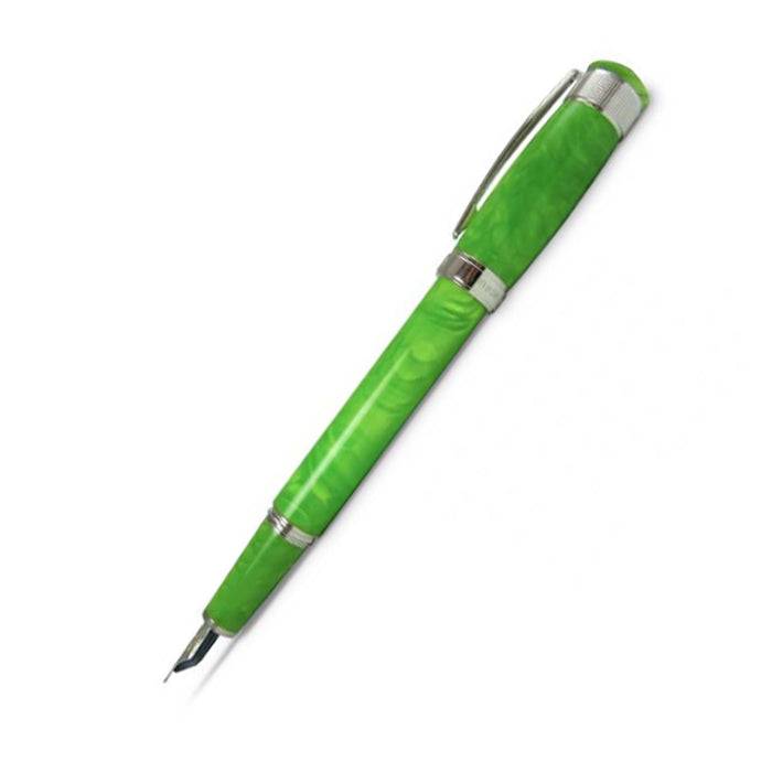 Cleo Skribent Aura fountain pen in Green Mamba with a sleek design and fine nib, perfect for elegant writing.