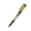 Cleo Skribent Aura fountain pen with mother of pearl finish and extra-fine nib, showcasing elegant writing instrument design.