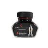 Cleo Skribent bottled fountain pen ink in Brilliant Red, showcasing a glass ink bottle with vibrant red ink inside.