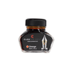 Cleo Skribent bottled fountain pen ink in vibrant orange, featuring a glass ink bottle with a black cap and label.
