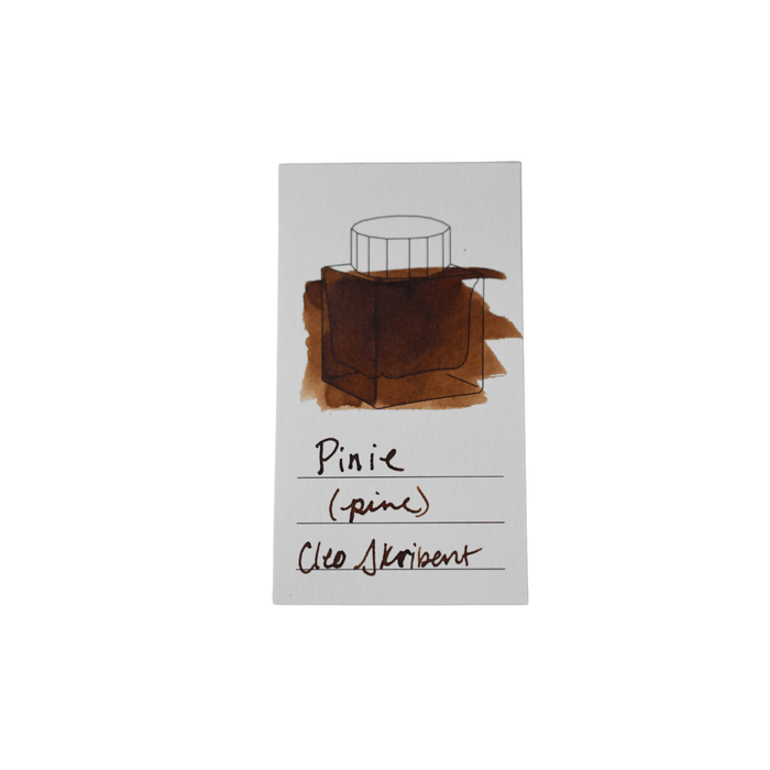 Cleo Skribent bottled fountain pen ink in Pinie Pine, a glass ink bottle with greenish ink for writing and calligraphy.