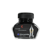 Cleo Skribent bottled fountain pen ink in ultramarine blue, glass ink bottle with blue ink visible inside.