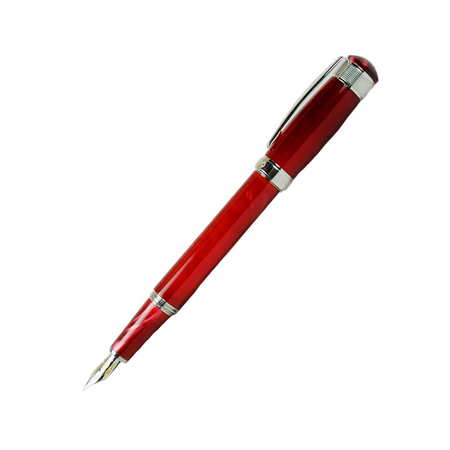 Red Cleo Skribent Aura fountain pen with sleek design and gold accents, displayed on a white background.