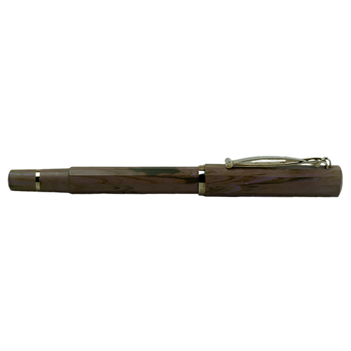 Cleo Skribent Natura rollerball pen with dark wood finish and sleek design, positioned on a neutral background.