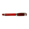 Cleo Skribent Aura red fountain pen with sleek design and gold accents, showcasing its elegant writing instrument style.