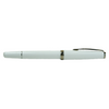 Open white Cleo Skribent Classic Palladium fountain pen with silver nib and piston mechanism, showcasing elegant writing instrument.