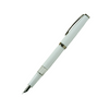 Cleo Skribent Classic Palladium fountain pen with white body and open piston mechanism, featuring a silver nib.