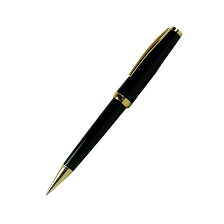 Cleo Skribent Classic Gold mechanical pencil in black with gold accents, featuring a sleek design and precision tip.