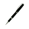 Cleo Skribent Skribent Platinum rollerball pen with black body and silver accents, showcasing elegant writing instrument design.