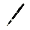 Cleo Skribent Classic Gold fountain pen with black body, gold accents, and open piston nib.