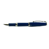 Cleo Skribent Skribent Platinum fountain pen with sleek blue body and silver accents, shown on a white background.