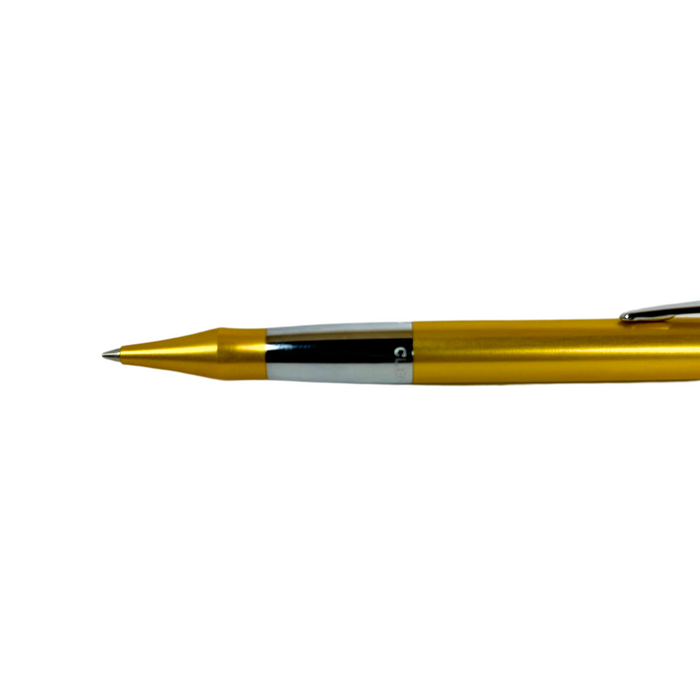 Cleo Colour Mechanical Pencil by Cleo Skribent with a sleek gold finish, featuring a metal clip and textured grip for precise writing.