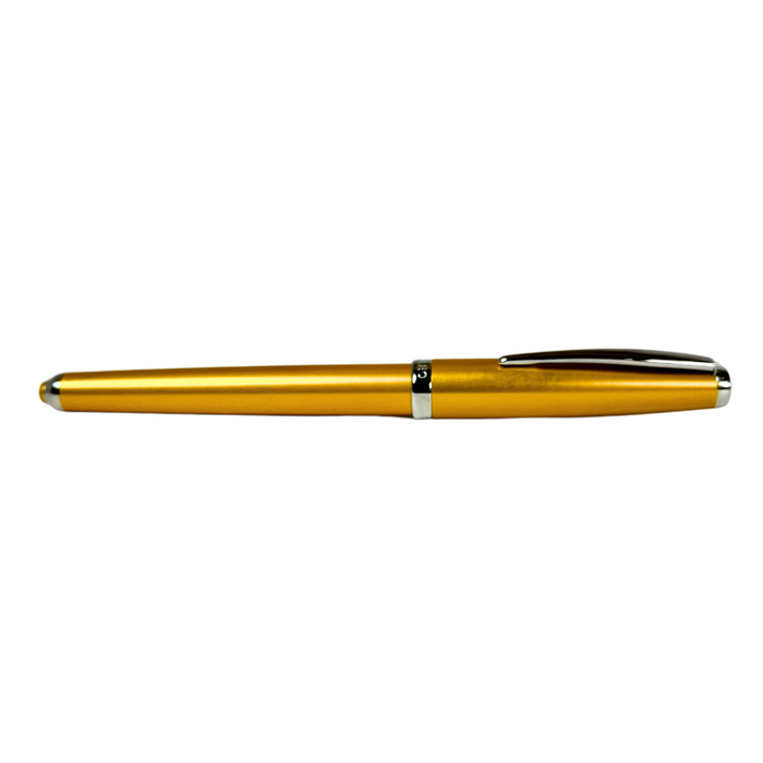 Cleo Skribent Cleo Colour fountain pen with gold finish, showcasing elegant gold nib and sleek design.
