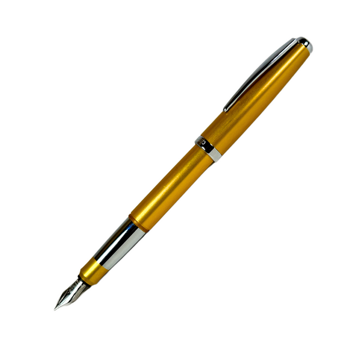 Cleo Skribent Cleo Colour Fountain Pen in gold with sleek design and gold accents, showcasing its elegant craftsmanship.