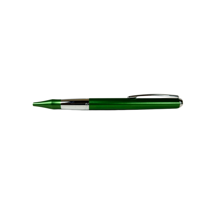 Green Cleo Skribent ballpoint pen with a sleek design, featuring a smooth clip and vibrant color for writing and everyday use.