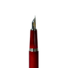 Red Cleo Skribent Aura fountain pen with gold accents, displayed on a white background.