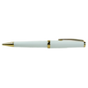 Cleo Skribent Classic Gold rollerball pen with white body and gold accents, sleek and elegant writing instrument