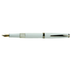 Cleo Skribent Classic Paladium fountain pen with white finish, open piston mechanism, 14k gold nib, silver accents