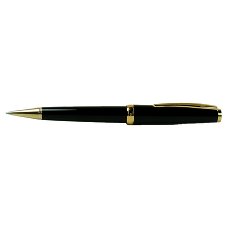 Cleo Skribent Classic Gold mechanical pencil in black with gold accents, featuring a sleek, elegant design for precise writing.
