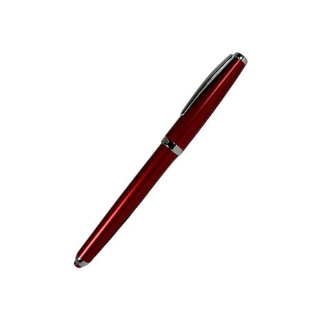 Red Cleo Skribent rollerball pen featuring a smooth ballpoint tip and vibrant red ink color.