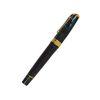 Conway Stewart Model 100 Blue Lace fountain pen with gold accents and fine nib, showcasing elegant design and craftsmanship.