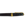 Conway Stewart Model 100 Blue Lace fountain pen with gold accents and fine nib, showcasing its elegant design and vibrant blue lacquer finish.