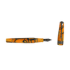 Conway Stewart Model 100 SE Orange Swirl fountain pen with black trim, fine nib, showcasing vibrant orange and black design.