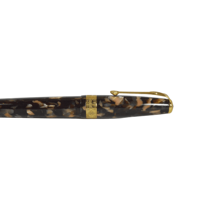 Conway Stewart Model 100 Tortoise fountain pen with gold accents, fine nib, and tortoise-patterned resin body.