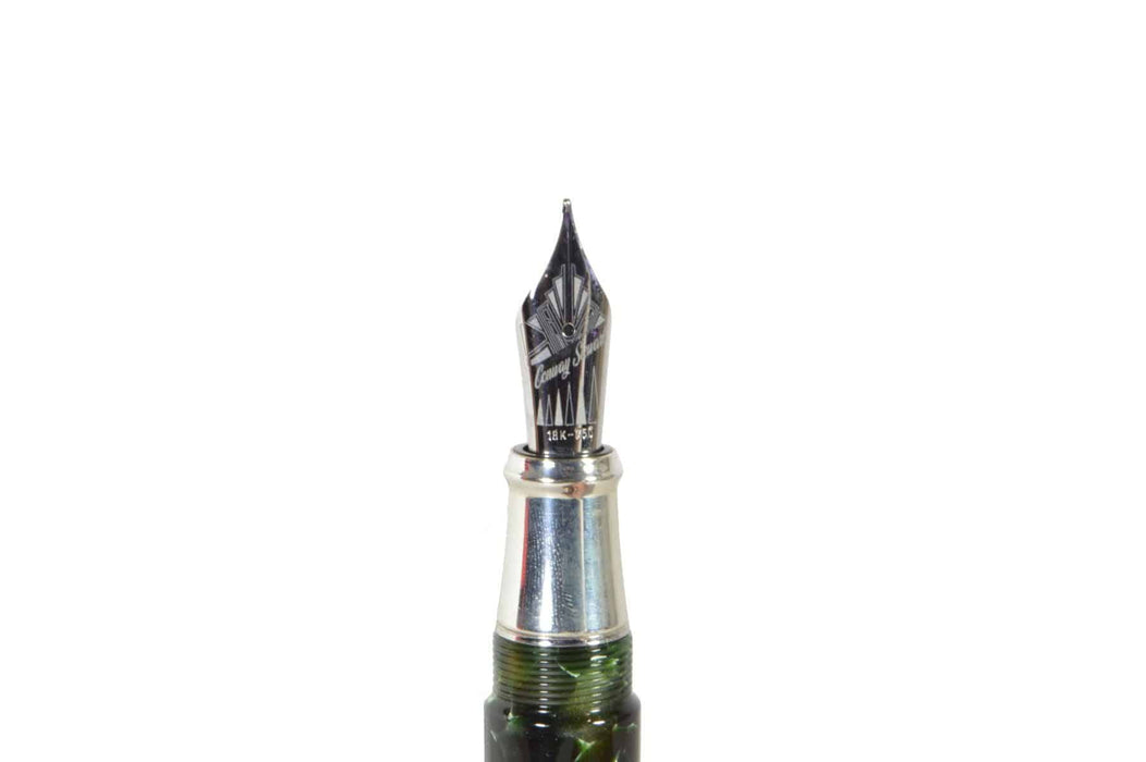 Conway Stewart Model 100 fountain pen in pistachio green limited edition with gold accents and fine nib.