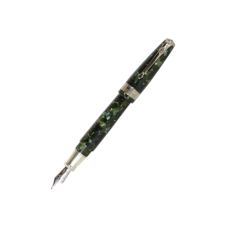 Conway Stewart Model 100 fountain pen in pistachio green, limited edition with fine nib, detailed close-up image.