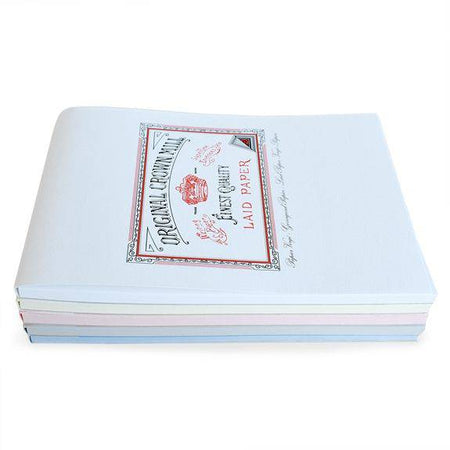 Pink Crown Mill Classic Laid A5 Writing Pad with textured paper, ideal for note-taking and writing.