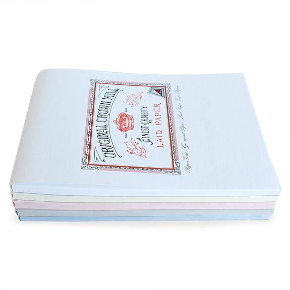 Pink Crown Mill Classic Laid A5 Writing Pad with textured paper, ideal for note-taking and writing.