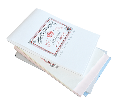 Pink Crown Mill Classic Laid A5 writing pads with elegant paper for note-taking and writing.
