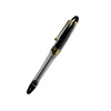 Pilot Custom 823 clear fountain pen with translucent body and gold accents, showcasing its elegant design and craftsmanship.