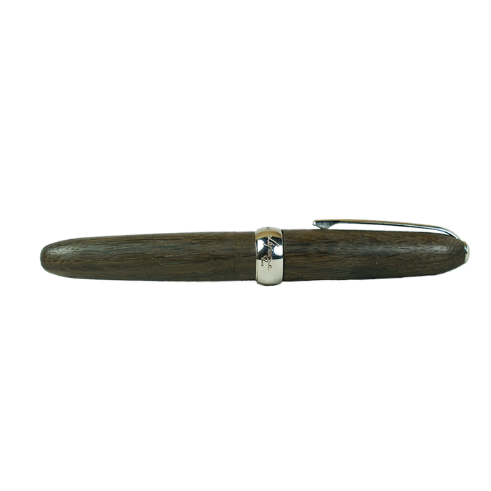 Jean-Pierre Lepine Winston rollerball pen with Morta resin body and chrome accessory, featuring a sleek dark finish.