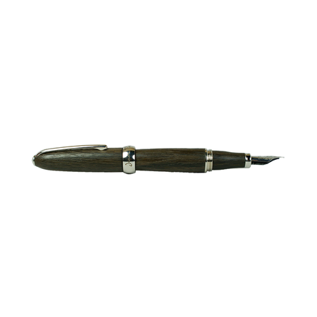 Jean-Pierre Lepine Winston fountain pen with dark morta body and chrome accessory, showcasing elegant craftsmanship and design.