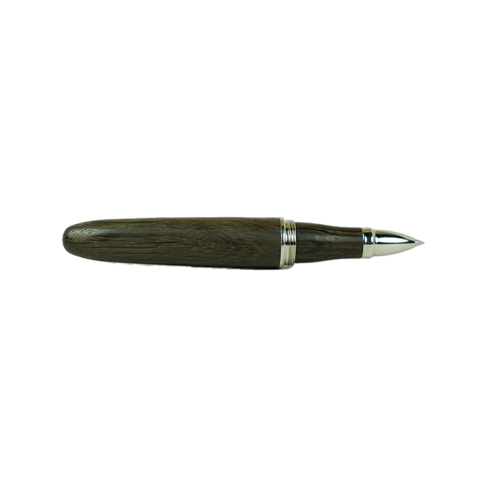 Jean-Pierre Lepine Winston rollerball pen with Morta resin body and chrome accessory, featuring a sleek dark finish.