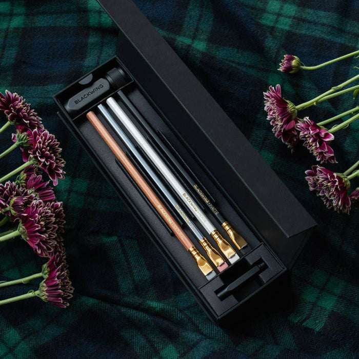Blackwing Pencil Essentials Set featuring high-quality pencils and accessories on a clean background.