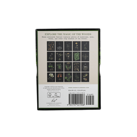 Deep Dark Forest note cards with matching envelopes featuring dark, forest-inspired artwork for elegant stationery.