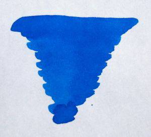Diamine international size fountain pen ink cartridge filled with vibrant Mediterranean Blue ink, designed for smooth writing.