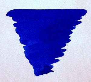 Diamine Sapphire Blue fountain pen ink cartridge in international size, blue ink filling a clear cartridge for writing and drawing.