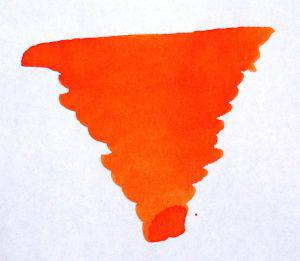 Diamine Blaze Orange fountain pen ink in a 30ml glass bottle, vibrant orange color for writing and calligraphy.