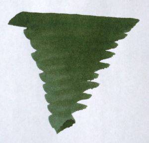 Diamine Evergreen bottled fountain pen ink in a 30ml glass bottle, vibrant green ink for writing and calligraphy.