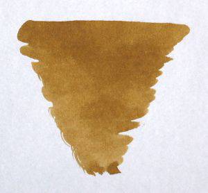 Diamine Golden Brown bottled fountain pen ink in a 30ml glass bottle, showcasing the rich ink color.