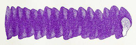Diamine Shimmertastic Lilac Satin fountain pen ink bottle with shimmering purple ink visible in the glass container.